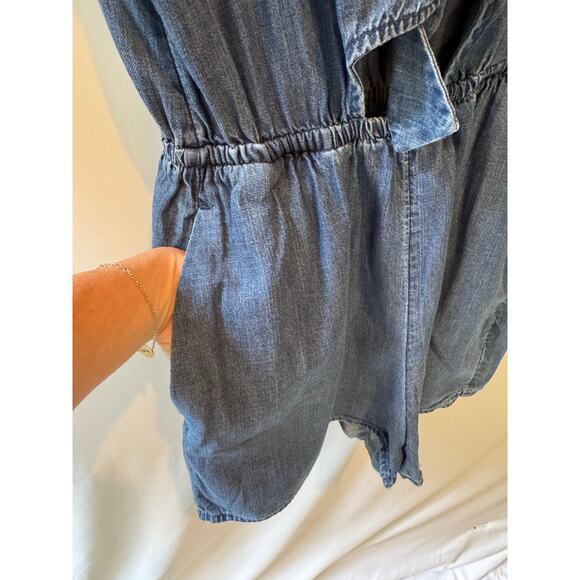 Abercrombie & Fitch Women’s S Denim Romper Shorts Cotton Lyocell Blend Preppy - Picture 8 of 10